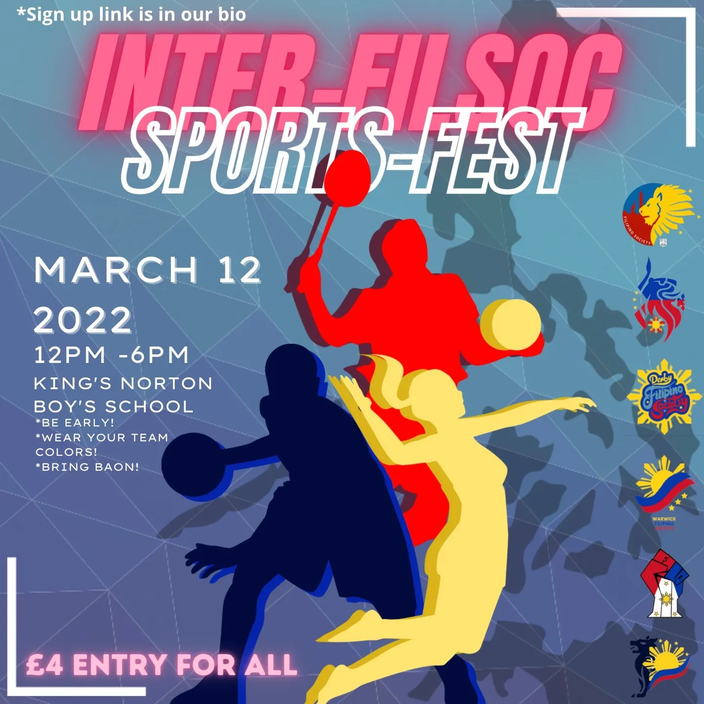 @uobfilsoc @dmufilipinosociety @derbyfilsoc @warwick.filsoc @cufilsoc @bcufilsoc — Inter-Soc Sports Fest